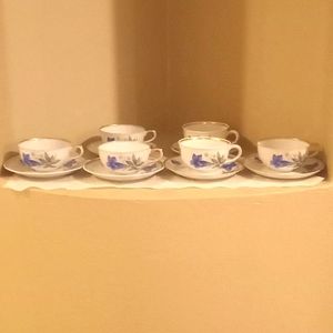 K & A Krautheim Selb Bavaria Enzian Bundle - 6 Teacups & Saucers